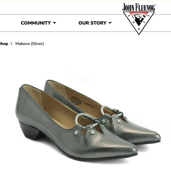 John Fluevog Truth Makena Silver Leather with Key Ring and Studs size 8 RARE - Picture 2 of 13